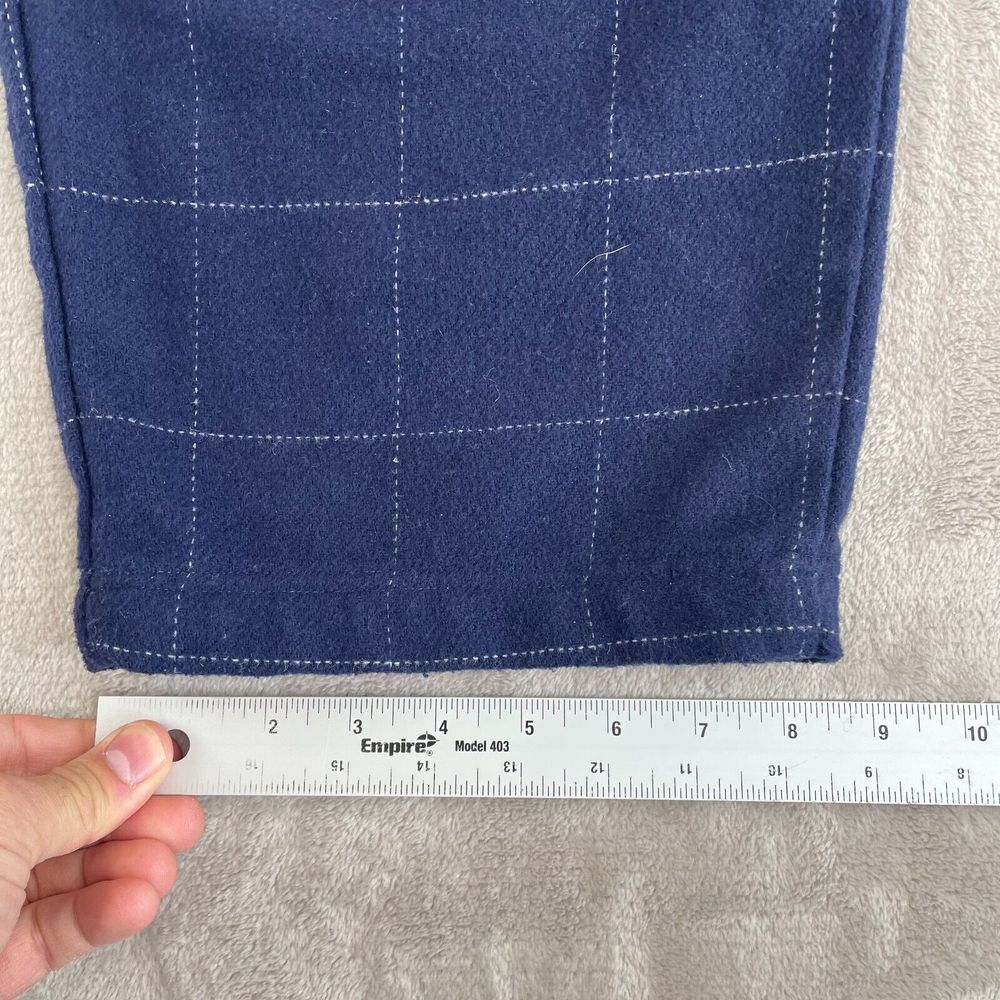 GAP Wool‎ Blend Trousers Men 34x25 Blue WindowPane Relaxed Tapered Pants Flannel - Picture 8 of 10